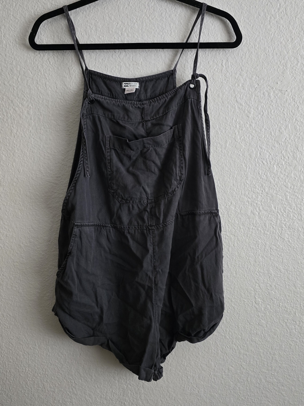 Billabong Washed Black Utility Romper Shorts